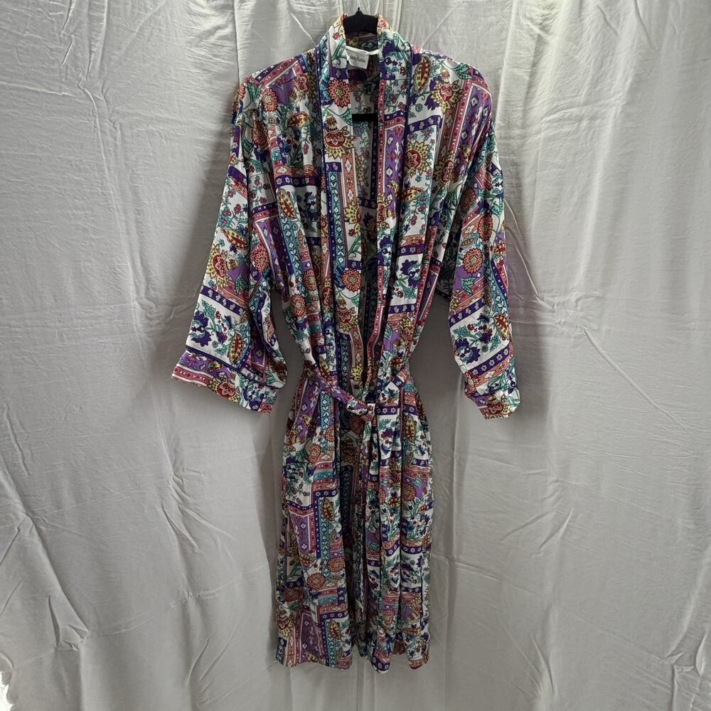 CHRISTIAN DIOR Loungewear Women’s Kimono Floral Abstract Neiman Marcus Size M